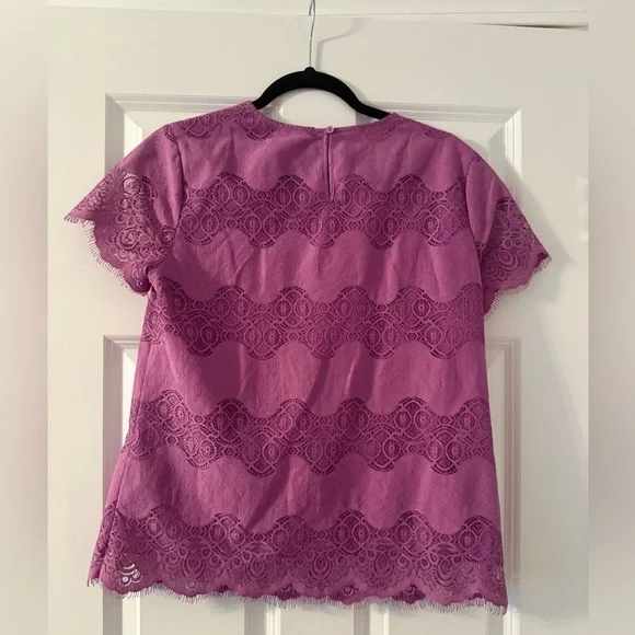 Banana Republic | Lilac Lace Striped Short Sleeve Top | Size S - Picture 2 of 6